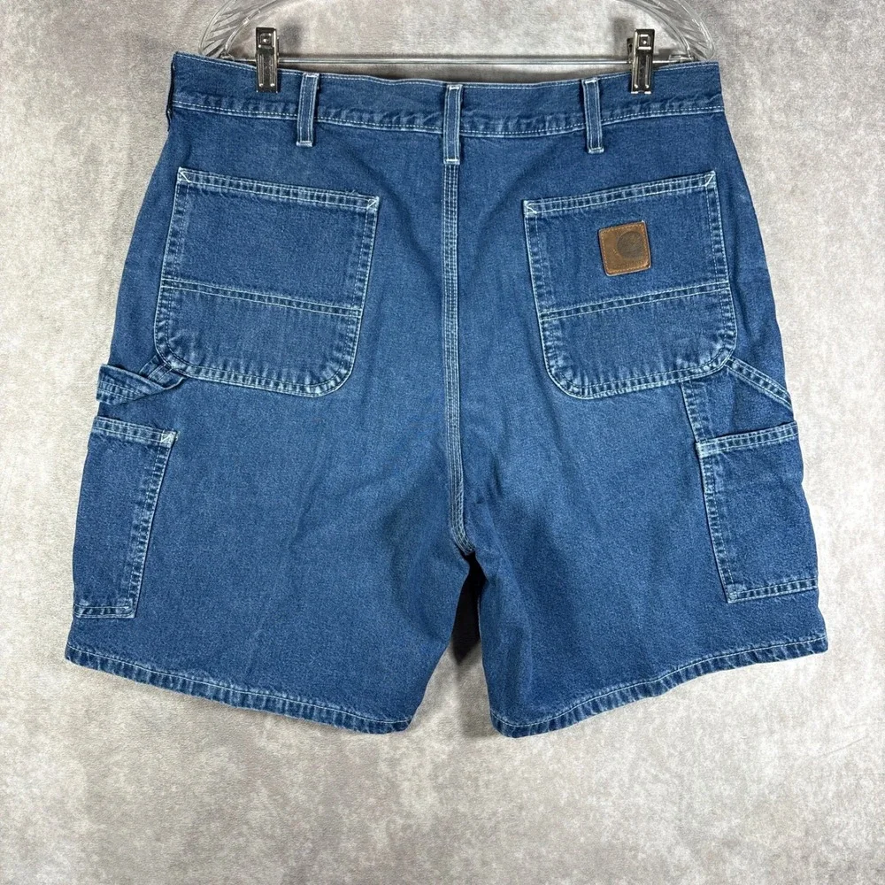 Vintage Carhartt Jean Shorts Mens Size 36 Blue Denim Carpenter Jorts Y2K B28DST